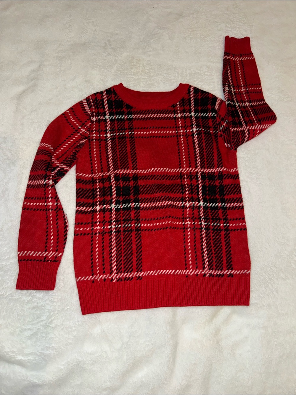 Kids Charter Club Red Plaid Crewneck Sweater size 4T long sleeve Holiday